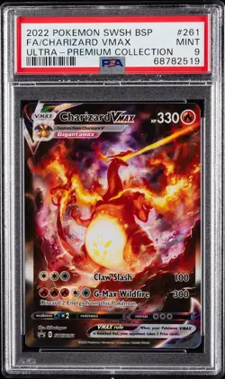 2022 POKEMON SWSH BLACK STAR PROMO #261 FULL ART/CHARIZARD VMAX PSA 9 - Image 1