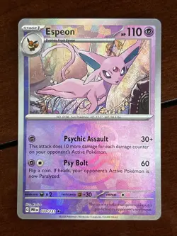 Pokemon Prismatic Evolutions Espeon Master Ball 033/131 Reverse Holo Rare - Image 1