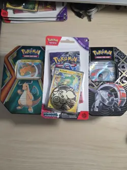 Pokemon TCG Iron Treads ex Paldean Fates and Walgreens Dragonite Tin Blister Lot - Image 1