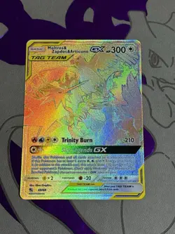 Moltres & Zapdos & Articuno GX 69/68 Rainbow Rare Hidden Fates Pokemon Card - Image 1
