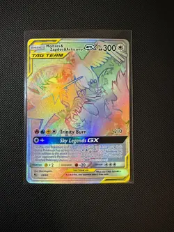 Moltres & Zapdos & Articuno GX 69/68 Rainbow Rare Hidden Fates Pokemon Card - Image 1