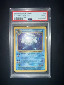 1999 Pokemon Base Set Shadowless #13 Poliwrath-Holo Card PSA 9 - Image 1