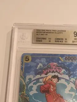 BGS 9.5 GEM MINT Monkey D Luffy Treasure Rare OP07-109 500 Years in the Future - Image 2