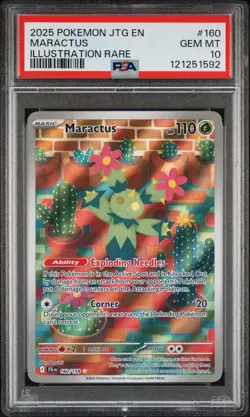 2025 POKEMON JTG EN-JOURNEY TOGETHER ILLUSTRATION RARE #160 MARACTUS PSA 10 - Image 1