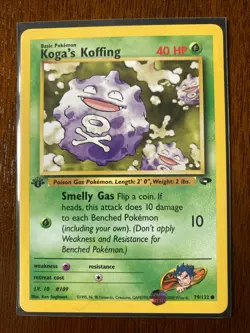 Pokemon Gym Challenge Non-Holo 1st Edition Koga's Koffing 79/132 EX/NM - Image 1