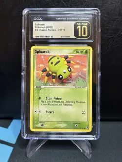 SPINARAK 2005 Pokemon EX Unseen Forces #75 - Vintage CGC 10 PRISTINE - Image 1