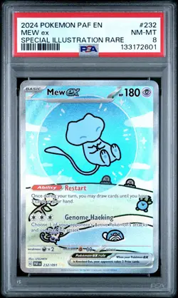 2024 POKEMON PAF EN-PALDEAN FATES SPECIAL ILLUSTRATION RARE #232 MEW EX PSA 8 - Image 1