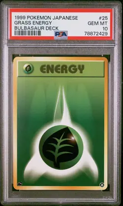 1999 Pokemon Japanese Bulbasaur Deck 25 Grass Energy PSA 10 - Image 1