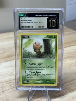 Weedle 2004 Pokemon EX Fire Red & Leaf Green 86/112 CGC Pristine 10 Vintage - Image 1