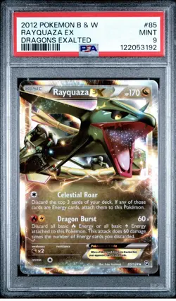 2012 Pokemon Black & White Rayquaza EX # 85 Dragon Exalted, PSA 9 - Image 1