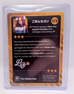Otaku Box Limited Edition Collectible Card #1 Sorry - Image 2