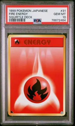 1999 Pokemon Japanese Squirtle Deck 31 Fire Energy PSA 10 - Image 1