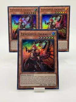 Yu-Gi-Oh! Fiendsmith Engraver RA04-EN049 Super Rare 1st Ed. X3 (Play Set) - Image 1