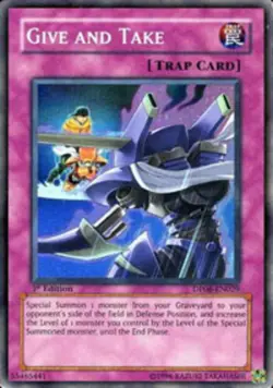 Yugioh! LP Give and Take - DP08-EN029 - Super Rare - 1st Edition Lightly Played, - Image 1