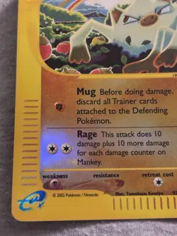 Pokemon Card Mankey 92/147 Reverse Holo Foil Aquapolis LP - Image 3
