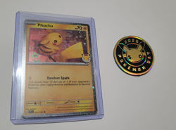 Pokemon TCG 2026 Celebration Pikachu Limited Promo Card with coin. - Image 1