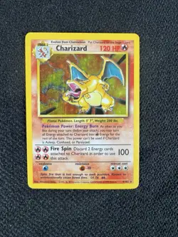 Pokemon TCG Charizard Base Set Holo Rare Card In Protective Holder - 4/102 120HP - Image 1