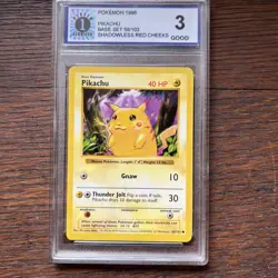 Pokemon 1999 Shadowless Red Cheeks Pikachu TCG Card 58/102 Good Condition - Image 1