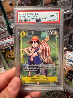 One Piece CCG Monkey.D.Luffy OP10-111 Rare Promo Card PSA 10 Learn Together Set - Image 1