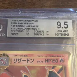 Pokemon Charizard Card 011/087 CP6 20th Anniversary Holo 1st Edition Beckett 9.5 - Image 3