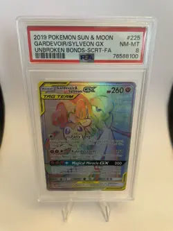 Gardevoir & Sylveon Gx 204/214 Unbroken Bonds Pokemon Card PSA 8 - Image 1