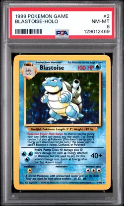 1999 Pokemon Base Set Unlimited Blastoise Holo Rare 2/102 PSA 8 - Image 1