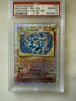 Pokemon PSA 10 PSA Machamp 15/110 Legendary Collection Reverse Holo 2002 S#0701 - Image 1