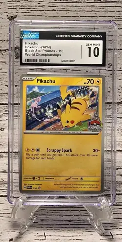 CGC Gem Mint 10: Pokemon Pikachu Black Star Promo 190 - World Championships 2024 - Image 1