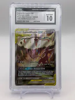 CGC 10 GEM MINT 2020 Pokemon Black Star Promos Espeon & Deoxys GX Alt Art SM240 - Image 1