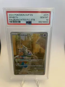 PSA 10 Mimikyu Paldean Fates Pokemon Center Stamp Exclusive ETB SVP 075 GEM MINT - Image 1