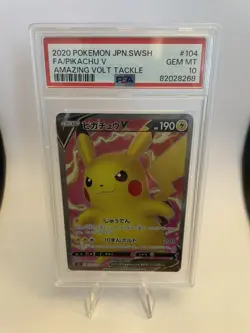 2020 Pokemon Japan Sword & Shield Amazing Volt Tackle Pikachu V 104/100 PSA 10 - Image 1