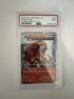 PSA 9 Pokemon Japanese Entei Holo 015/081 1st Edition Ed - Bandit Ring XY7 - Image 1