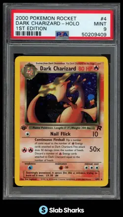 2000 POKEMON TEAM ROCKET 1ST EDITION #4/82 DARK CHARIZARD HOLO PSA 9 - Image 1