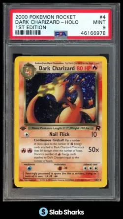 2000 POKEMON TEAM ROCKET 1ST EDITION #4/82 DARK CHARIZARD HOLO PSA 9 - Image 1