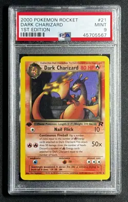 Dark Charizard 1st Edition 21/82 - PSA 9 - Non Holo - Team Rocket - Pokemon TCG - Image 1