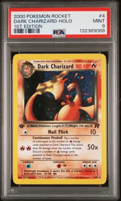 PSA 9 MINT 2000 Team Rocket Dark Charizard 4/82 Holo Rare 1st Edition Pokemon - Image 1