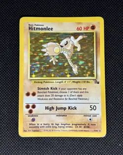 1999 Hitmonlee HP+ Holo Rare 7/62 Fossil Vintage Pokemon TCG WOTC - Image 1