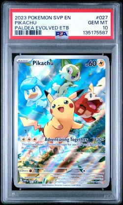 2023 POKEMON SVP EN-SV BLACK STAR PROMO #027 PIKACHU PSA 10 - Image 1