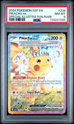 2024 Pokemon Surging Sparks En Pikachu Ex Special Illustration Rare #238 PSA 8 - Image 1