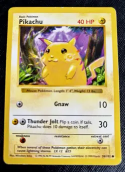 Pikachu 58/102 Yellow Cheeks Base Set Shadowless Vintage Pokemon WoTC 1999 LP - Image 1