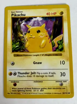 Pikachu 58/102 Yellow Cheeks Base Set Shadowless Vintage Pokemon WoTC 1999 LP - Image 3