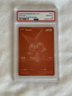 Pokemon: Black Bolt White Flare - Victini 171/086 BWR Red Monochrome PSA 10 GEM - Image 1