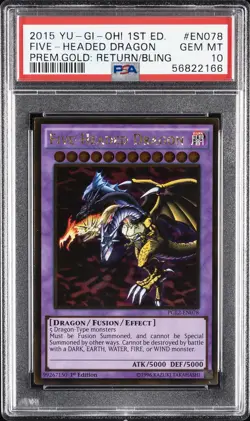 2015 YU-GI-OH! GOLD: RETURN OF THE BLING 1ST EDITION FIVE-HEADED DRAGON PSA 10 - Image 1