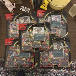 5 lot bundle of Pokemon TCG - Phantasmal Flames Triple Pack Blister New/Sealed - Image 1