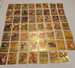 Lot of 55 Gold Foil Pokemon Card Fan Art Cards (All Cards Pictured) Mint Cond - Image 1