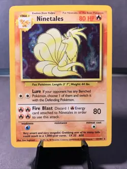 Pokemon TCG Ninetales Base Set Unlimited 12/102 Holo Rare WOTC VTG 1999 LP/MP - Image 1