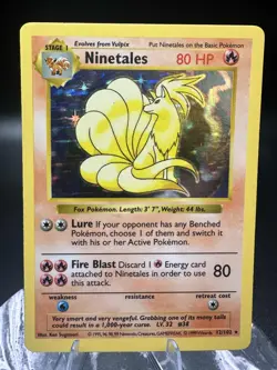 Pokemon Ninetales TCG Base Set Holo Shadowless Rare Card 12/102 Black Flame LP - Image 1