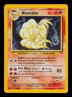 Pokemon Card Ninetales 12/102 Base Set Holo Rare Vintage Original WOTC LP 1999 - Image 1