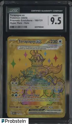 2025 Pokemon Prismatic Evolutions #180/131 Terapagos Ex Hyper Rare CGC 9.5 - Image 1