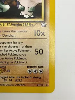 Donphan 21/111 Neo Genesis Regular Rare Vintage Pokemon Card - Image 5